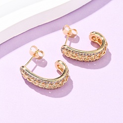 Настоящее золото 16K Серьги-гвоздики из латунного микро-паве, цепочка-оберег, реальный 16 k позолоченный, 20x7 мм