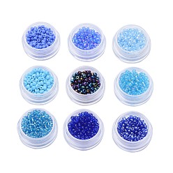 Синий Бисер из стекла , круглые, синие, 2 мм, отверстие: 1 мм, о 50g / 1bag, 9bags / комплект