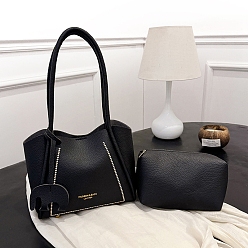 Black DIY Rectangle Tote Bags Kits, Including PU Leather Bag Materials,, Black, 210x240x110mm