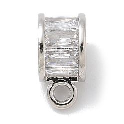 Платина Покрытие стойки латунь микро паве прозрачный кубический цирконий трубы поручни, долговечный, без свинца и без кадмия, платина, 10x7.5x5 мм, отверстие : 1.8 мм, внутренний диаметр: 3.5 мм