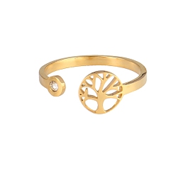 Золотой Манжеты из нержавеющей стали, древо жизни, золотые, размер США 8 (18.1 мм)