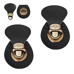 Черный Застежка-зажим для сумки из коровьей кожи, кошелек с застежкой на большой палец, со сплавочной фурнитурой, чёрные, 6.7x3.9x1.25 см