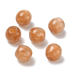 Sandy Brown Opaque Resin European Beads, Large Hole Beads, Barrel, Sandy Brown, 12x11mm, Hole: 4.8mm