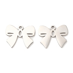 Нержавеющая Сталь Цвет Не тускнеющие 316l подвески из хирургической нержавеющей стали, лазерная резка, бантом прелести, цвет нержавеющей стали, 12x15x1 мм, отверстие : 1.2 мм