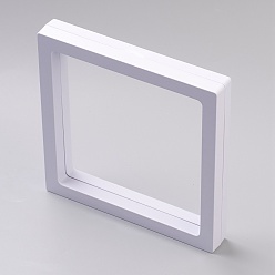 Белый Квадратный прозрачный 3 d дисплей с плавающей рамкой, для кольца колье браслет серьга, подставки для монет, медальоны, белые, 13.9x13.9x2 см