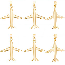 Настоящее золото 18K 12 латунные подвески шт., прелести самолета, реальный 18 k позолоченный, 27x25x2.8 мм, отверстие : 2.5x5 мм