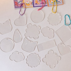 Прозрачный Прозрачные акриловые заготовки для ключей, с пластиковыми шариковыми цепями, разнообразные, прозрачные, 11x11 см, 15 шт / комплект