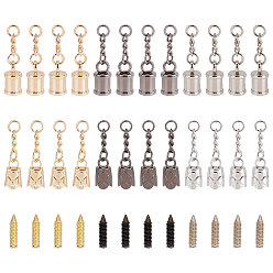 (52) Непрозрачная лаванда 24 наборы 6 стиль цинковый сплав наконечник шнура, торцевая крышка, с удлинителем цепи и винтом, цветок и колонна, разноцветные, 51.5~59 мм, внутренний диаметр: 6.7~10.5 мм, 4 наборы / стиль