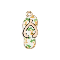 Shoes Летние эмалевые подвески из сплава, золотой свет, шлепанцы, 31.5x12x2 мм, отверстие : 2 мм