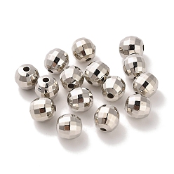 Platinum CCB Plastic Beads, Round, Faceted, Platinum, 7.5x7.4mm, Hole: 1.8mm