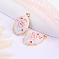 Солнце Подвески из эмали и сплава, золотые, овальный шарм, солнце, 28x17 мм