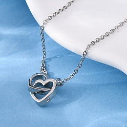 Платина Ожерелья с подвеской в виде переплетенных сердец из латуни с микропаве из прозрачных кубических цирконий для женщин, платина, 15.94 дюйм (40.5 см)