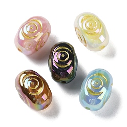 Mixed Color Golden Metal Enlaced Opaque Acrylic Beads, Oval, Mixed Color, 16x11x11mm, Hole: 1.8mm