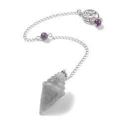 Лабрадорита Природный лабрадорит остроконечные маятники биолокации, с реечной обшивкой латунными выводами, конус, 245 мм