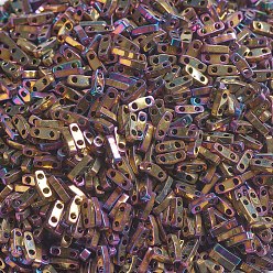 (QTL188) Metallic Purple Gold Iris Миюки четверть бусины тила, японский бисер, 2-луночное, (QTL 188) металлик фиолетовый золотой ирис, 5x1.2x1.9 мм, Отверстие : 0.8 мм , около 2400 шт / 50 г