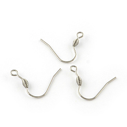 Нержавеющая Сталь Цвет Устойчивы к потускнению 201 крючки для сережек из нержавеющей стали, с горизонтальной петлей, цвет нержавеющей стали, 20x20x0.8 мм, отверстие : 2 мм, 20 датчик, штифты : 0.8 мм
