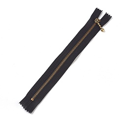 Black Garment Accessories, Nylon Closed-end Zipper, with Metal Zipper Puller, Zip-fastener Component, Antique Bronze, Black, 23.7~24.1x2.8x0.2cm