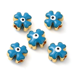 Темно-Голубой Золотой тон латунь эмаль бисер, без кадмия и без свинца, долговечный, крест с сглаза, глубокое синее небо, 8x8x6 мм, отверстие : 1.8 мм