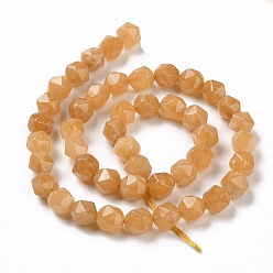 Sandy Brown Natural Quartz Beads Strands, Faceted Polygon, Dyed & Heated, Sandy Brown, 7.5~8x8x8mm, Hole: 1.2mm, about 48pcs/strand, 15.35 inch(39cm)