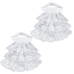 White Polyester Lace Jabot, Collars Costume Accessory for Halloween Party Cosplay, White, 340x429x30mm