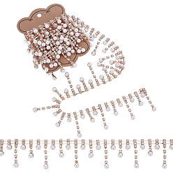 Golden 2 Yards Iron Rhinestone Cup Chains, with Imitation Pearl, Round, with Card Paper, Golden, 37x6mm, about 6.00 Feet(1.83m)/Set