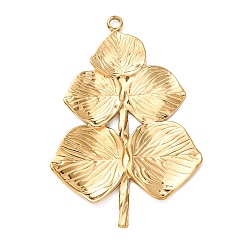 Золотой 304 из нержавеющей стали большие кулоны, очарование листа, золотые, 68x45x2 мм, отверстие : 3 мм