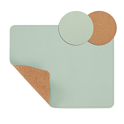 Бледно-Зеленый 3шт. коврик для мыши из пробки и кожи, коврик для офисного стола, прямоугольный/плоский круглый, бледно-зеленый, 100~300x100~240x2~4 мм