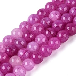 Средний Фиолетово-красный Нити из окрашенных стеклянных бусин с эффектом омбре и эффектом кракелюра, имитация драгоценных камней, круглые, средне фиолетовый красный, 6~6.5 мм, отверстие : 0.8~1 мм, около 138~146 шт / нитка, 29.92~31.89 дюйм (76~81 см)