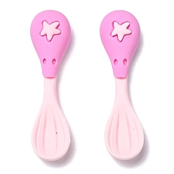 Бледно-Розовый Кабошоны из смолы, два тона, ложка со звездой, розовый жемчуг, 33x9x7 мм