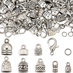 (52) Непрозрачная лаванда Набор для изготовления ювелирных изделий своими руками, включая концы шнура из сплава и застежки-лобстеры, латунные кольца прыжок открыт, разноцветные, 14x9 мм, отверстие : 3 мм