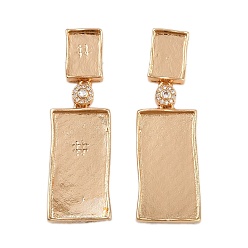 Light Gold Серьги-гвоздики из латуни с прозрачным фианитом и прозрачным фианитом, долговечный, стойки покрытие, прямоугольные, золотой свет, лоток: 8x11.5 мм и 26x13 мм, 48.5x15 мм, штифты : 12x1 мм