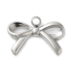 Нержавеющая Сталь Цвет Не тускнеющие 304 подвески из нержавеющей стали, очарование бантом, цвет нержавеющей стали, 11~11.5x16x2~2.5 мм, отверстие : 1.5~2 мм