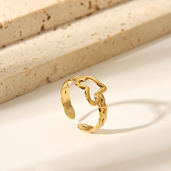 Сердце 304 из нержавеющей стали Манжета кольца для женщин, реальный 18 k позолоченный, сердце, 10 мм, внутренний диаметр: 18 мм