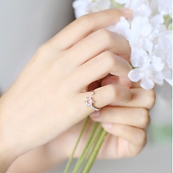 Платина Модные регулируемые манжеты из латуни с микропаве из кубического циркония, звезда Давида, платина, Звезда Давида: 8 мм, внутренний диаметр: 16~19 мм