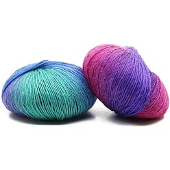 Разноцветный Радужная однониточная окрашенная нить градиентного цвета чистая шерстяная нить, мягкий и теплый, для шали-шарфа ручной вязки, красочный, около 196.85 ярдов (180 м) / рулон