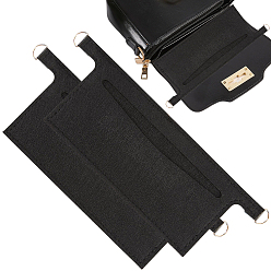 Black Felt Purse Organizer Insert, Rectangle, Black, 80x235x3.5mm, Hole: 13x7.5mm, 2pcs/set