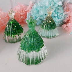 Зеленый Авантюрин Украшения для выставки товаров из смолы, с натуральной крошкой зеленого авантюрина, статуэтка блестящего свадебного платья, украшение для дома по фэн-шуй, 56x83 мм