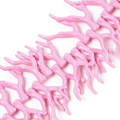 Бледно-Розовый Нити бусин из непрозрачного акрила, имитирующие кораллы, самородки, розовый жемчуг, 46~48x34~35x7~8 мм, отверстие : 1.4 мм, около 50 шт / нитка, 18.50'' (47 см)