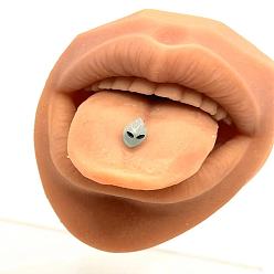 Бледно-бирюзовый Светящийся инопланетянин 304 нержавеющая сталь с кольцами для языка из смолы, цвет нержавеющей стали, бледные бирюзовая, 12 мм