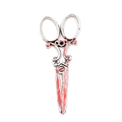 Платина Подвески из эмали и сплава, ножницы очарование, платина, 58.5x24x1.5 мм, отверстие : 8.5x13.5 мм