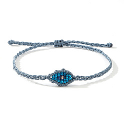 Светлый Стально-синий Регулируемые плетеные браслеты из полиэстерового шнура от сглаза для мужчин и женщин, светло-стальной синий, внутренний диаметр: 11 дюйм (28 см)