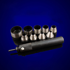 Черный Цвет Металла Комплект защелки из легированной стали, инструмент для кернения металлических отверстий, со сменными головками, для инструментов для работы с кожей, металлический черный , 10 шт / комплект