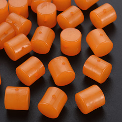 Dark Orange Imitation Jelly Acrylic Beads, Column, Dark Orange, 14.5x14.5mm, Hole: 1.8mm, about 200pcs/500g