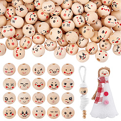 Цвет Древесины 200 шт. 20 стили бусины из дерева лотоса с принтом, круглый с улыбающимся лицом, деревесиные, 19~20x17~18 мм, отверстие : 5 мм, 10 шт / стиль
