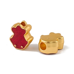 FireBrick Alloy Enamel Beads, Fish, Golden, FireBrick, 13.5x11x7mm, Hole: 3.5mm