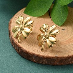 Цветок 304 из нержавеющей стали серьги, реальный 18 k позолоченный, цветок, 23.5x21.5 мм