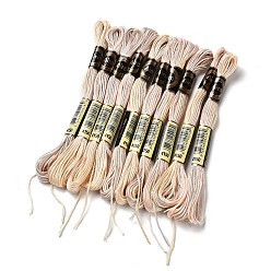Bisque 10 Skeins 6-Ply Polyester Embroidery Floss, Cross Stitch Threads, Segment Dyed, Bisque, 0.5mm, about 8.75 Yards(8m)/skein