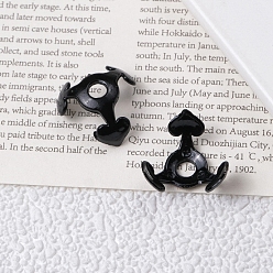 Black Spray Painted Acrylic Beads Caps, 3 Petals, Black, 16x8mm