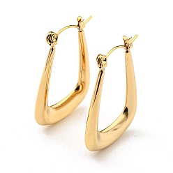 Настоящее золото 18K 304 серьги-кольца трапециевидной формы из нержавеющей стали, реальный 18 k позолоченный, 30x22 мм