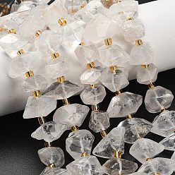 Хрусталь Природных кристаллов кварца бисер нитей, бусины из горного хрусталя с двойным заостренным концом, с бисером, 19~25x9~16x13~17 мм, отверстие : 0.8 мм, около 14 шт / нитка, 7.87~8.07'' (20~20.5 см)